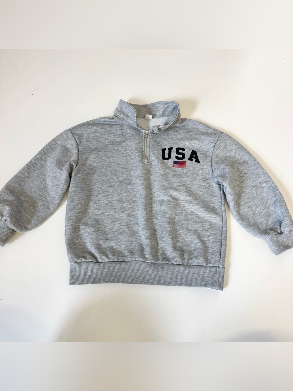 Shein EZWear Half Zip High Neck with USA Flag Print Girls Size 8